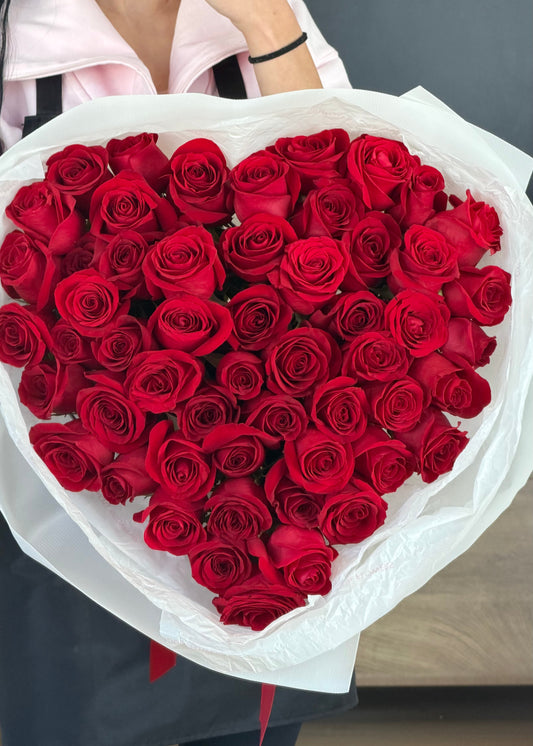 Heart of Passion – Red Rose Heart Bouquet