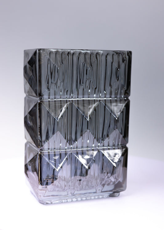Smoke Gray Clear Crystal Vase